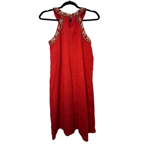 THML Red Embroidered Halter Mini Dress - Size S - Picture 4 of 16